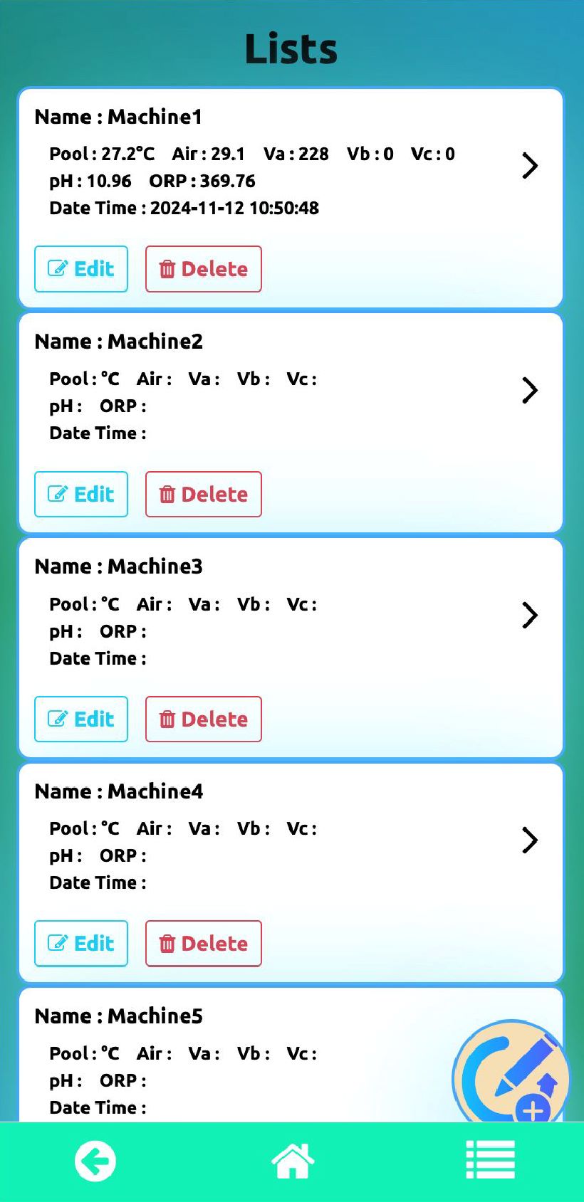 Time Stamped Values Hot tub on cloud