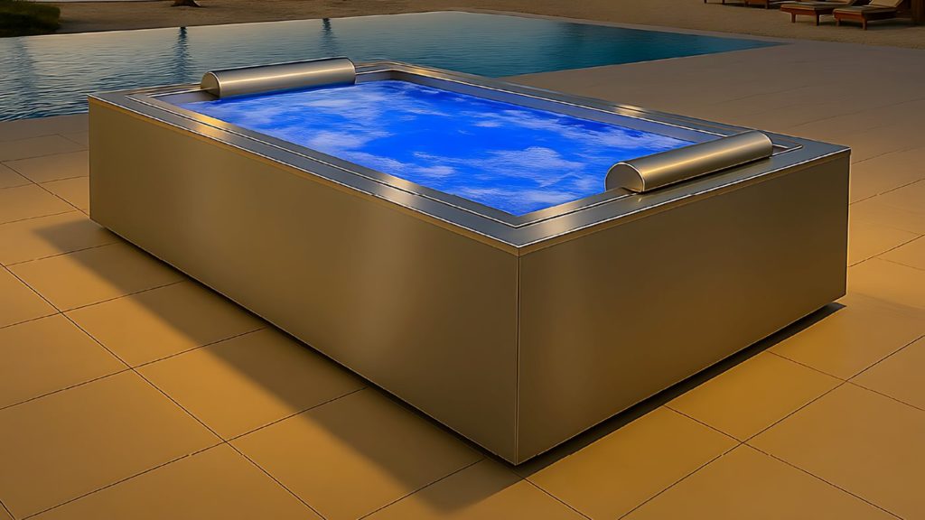 Stainless steel rectangular spa Bain nordique modèle, bain modèle, bain, modèle bains nordique, modèle