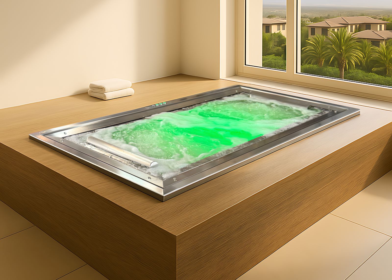 Built in overflow stainless steel rectangular spa Overflow stainless steel jacuzzi, Stainless steel spa, Hot tubs for hotels, Overflow stainless steel spa